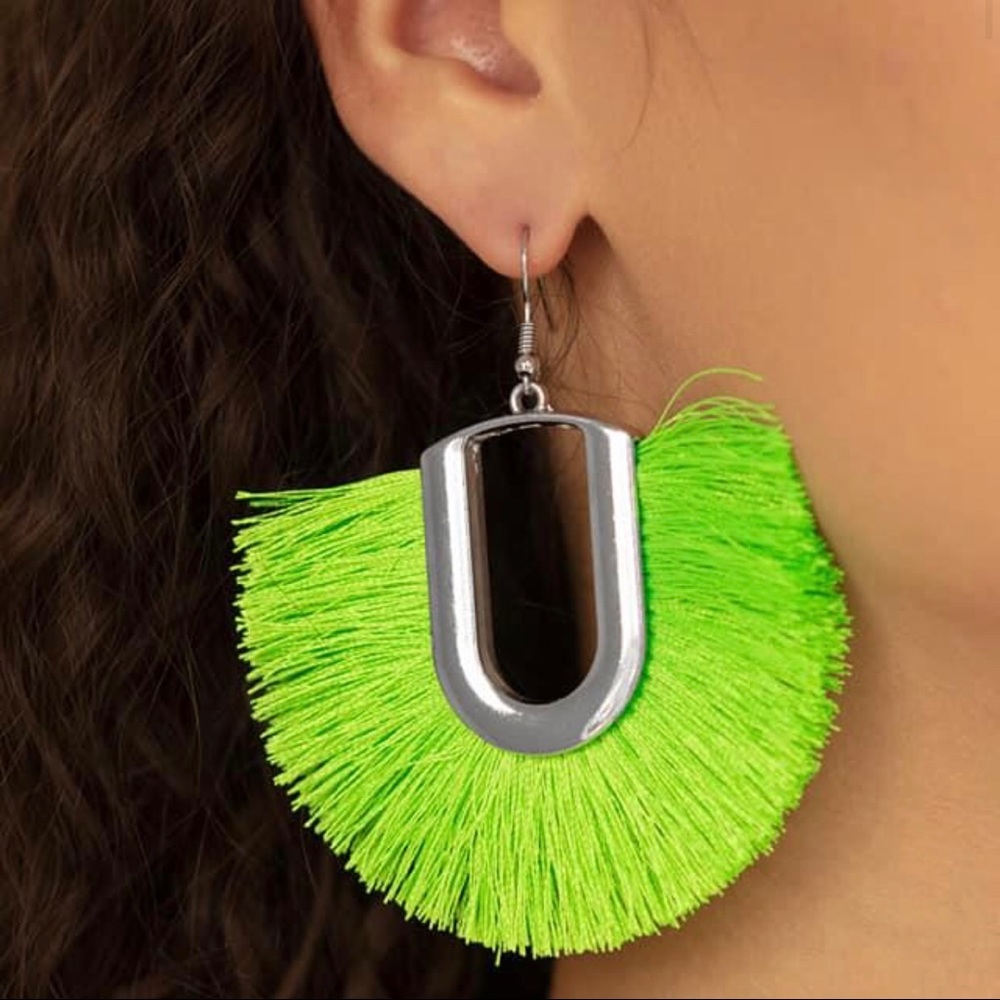3/ $30 Neon Greenish Yellow Fringe Earrings